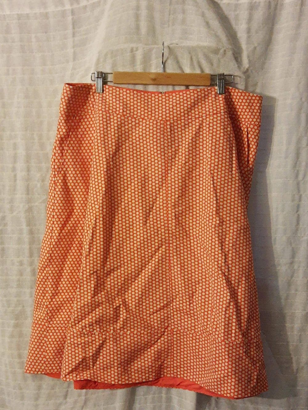 Lane Bryant Orange Dot A-Line Skirt with White Accents